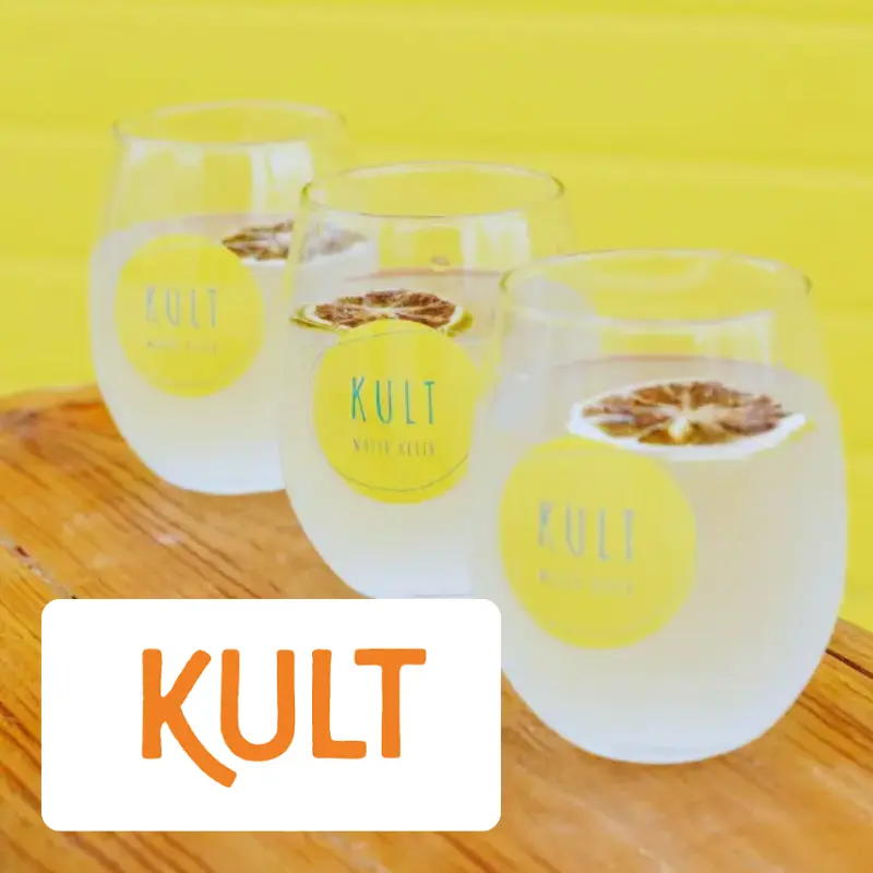 KULT branded drinks prepared with an Odoo-based POS system