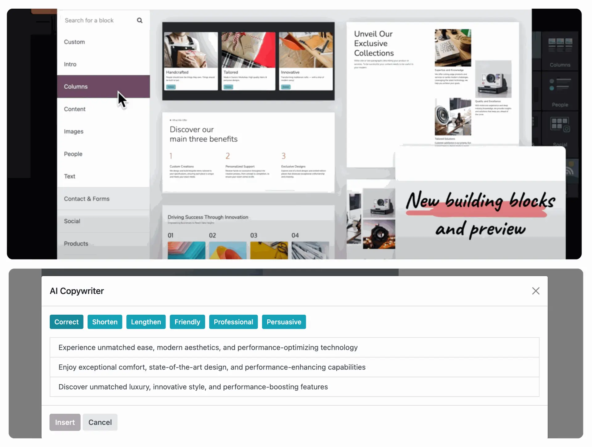 Website creation with AI support