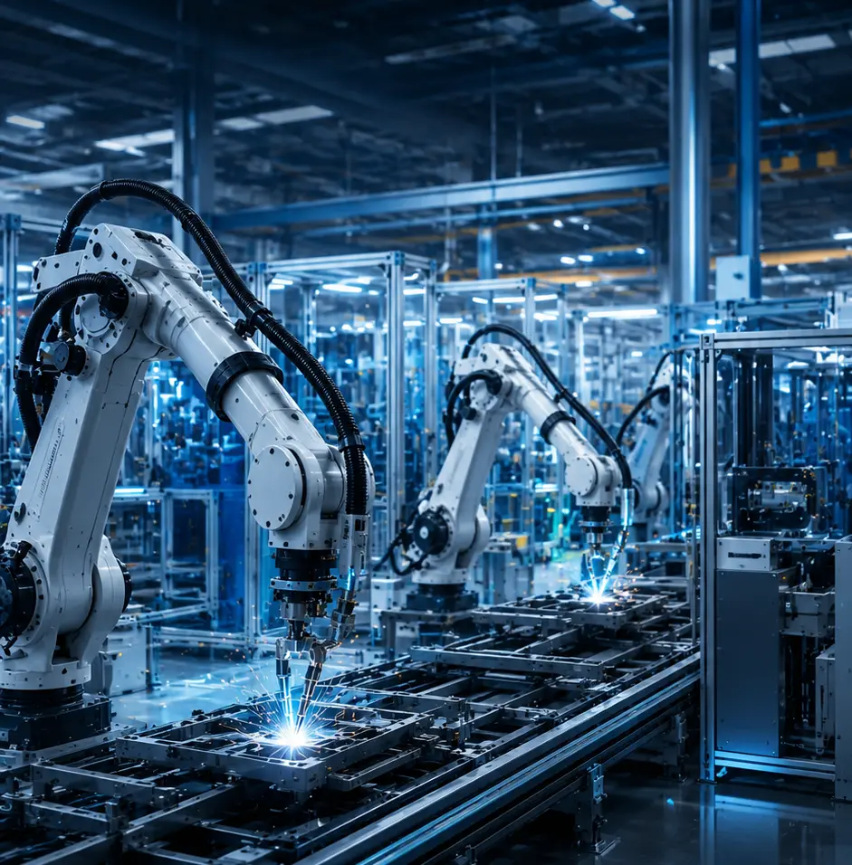 A manufacturing robot automates production tasks in the industry.